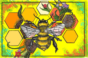 Bee Wall Art | Bee Mindful Poster | ArtbyMo